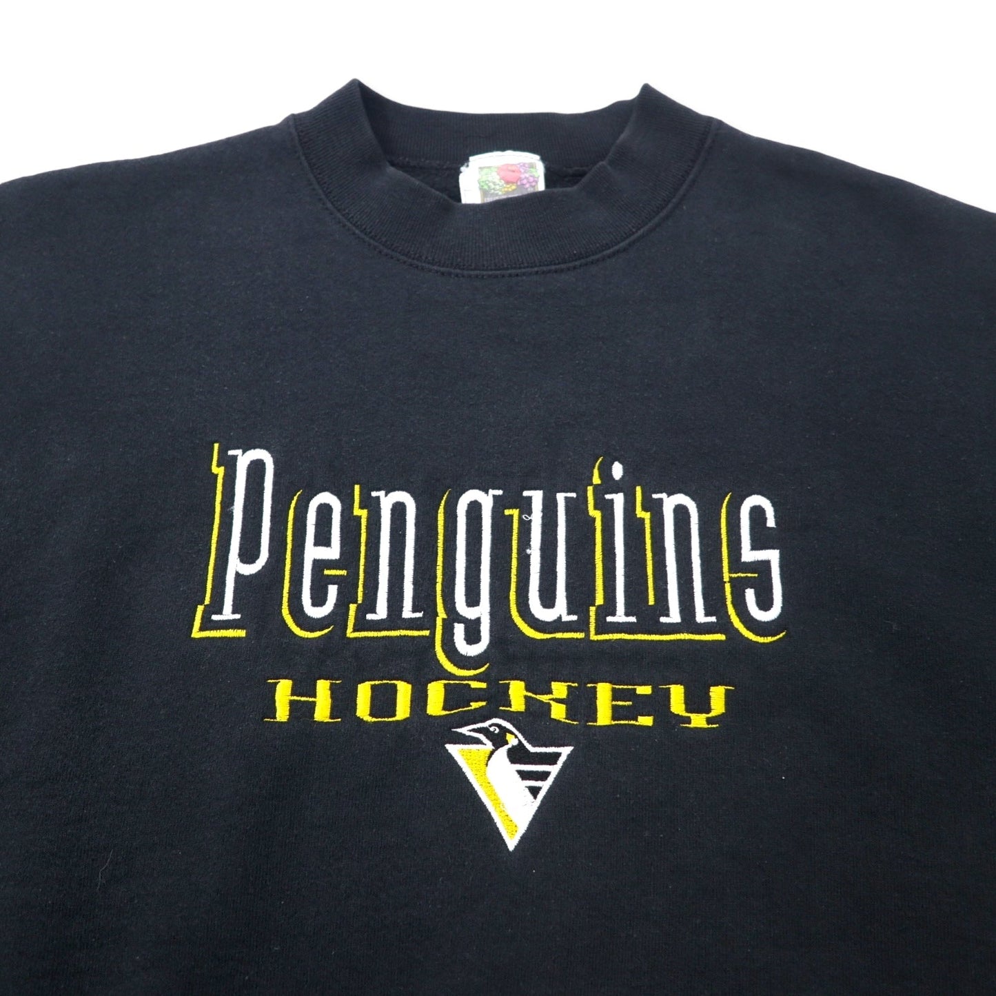 FRUIT OF THE LOOM USA製 90年代 NHL 刺繍 スウェット M ブラック コットン Penguins HOCKEY