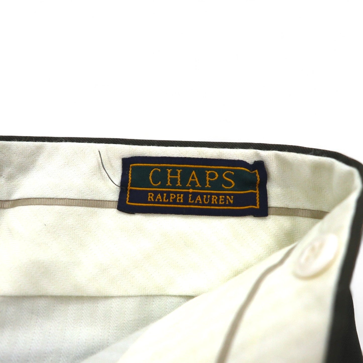 CHAPS RALPH LAUREN 90年代 タック ワイド スラックスパンツ L カーキ サスペンダーボタン