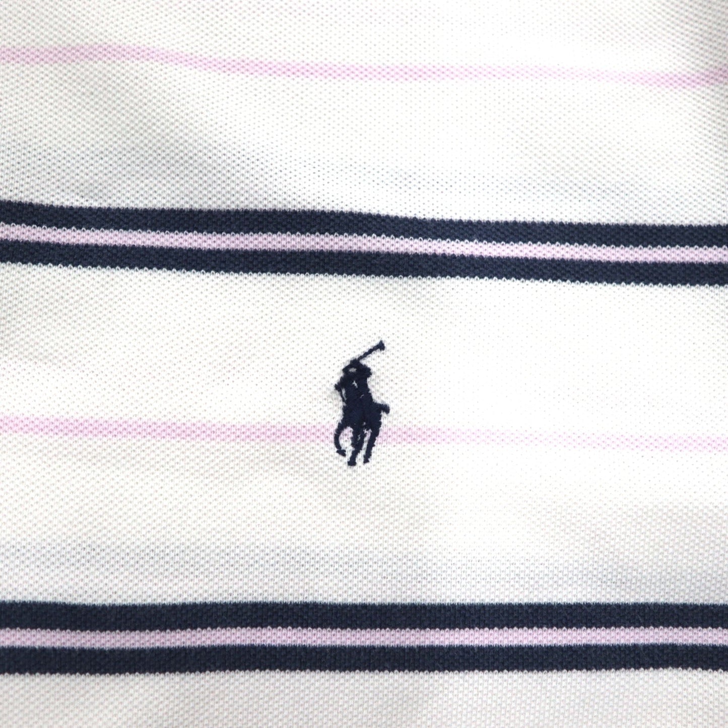 Polo by Ralph Lauren 90年代 ボーダー ポロシャツ L ホワイト 鹿の子 スモールポニー刺繍