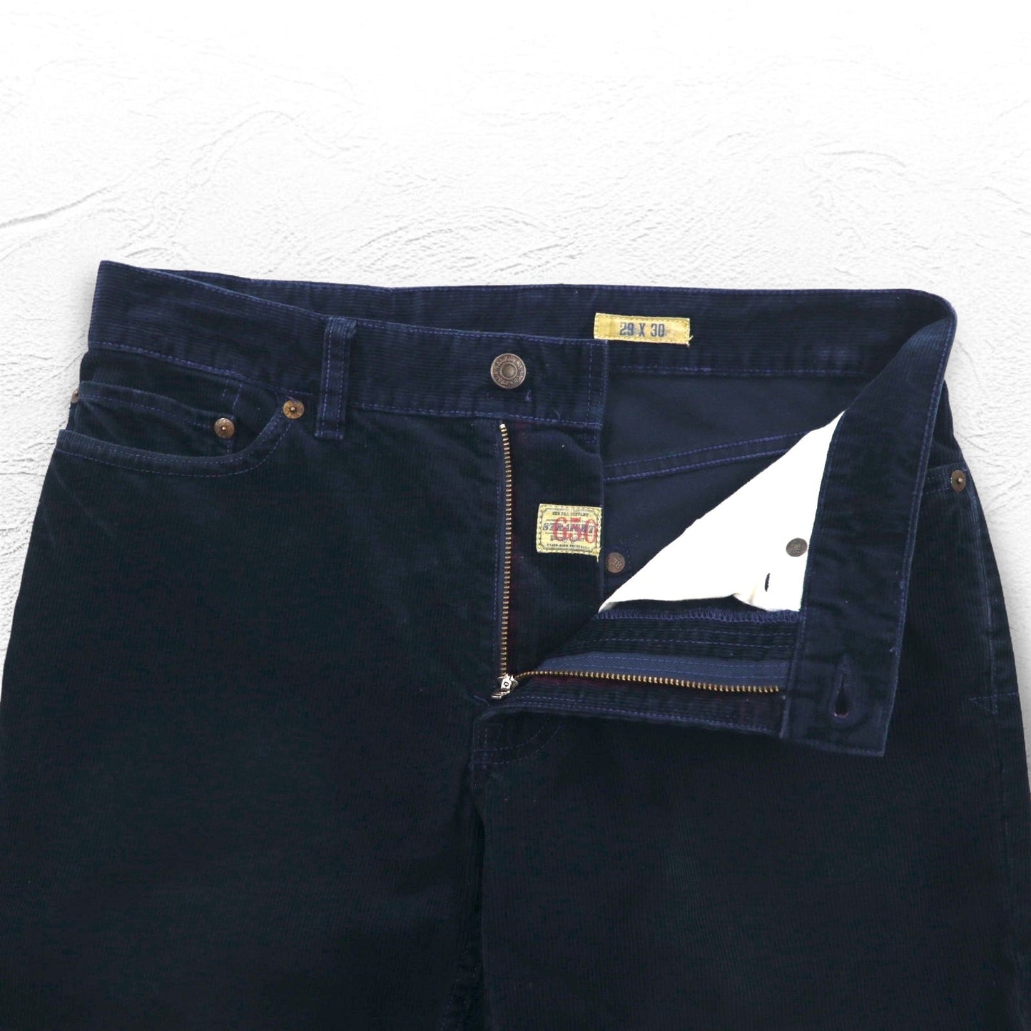 POLO RALPH LAUREN 90年代 コーデュロイパンツ M ネイビー レザーパッチ