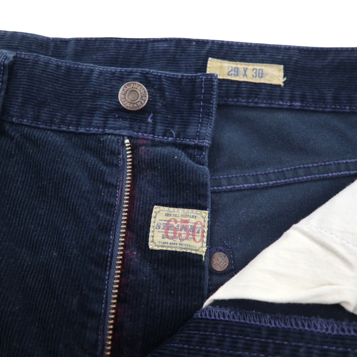 POLO RALPH LAUREN 90年代 コーデュロイパンツ M ネイビー レザーパッチ