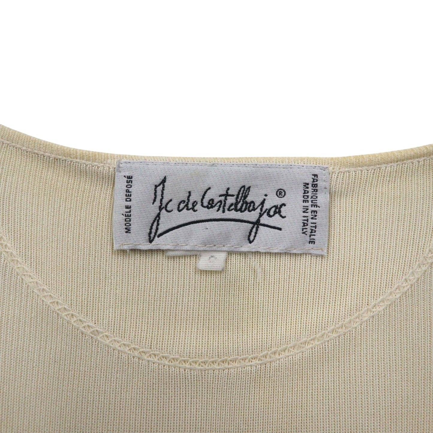 JC de Castelbajac イタリア製 90年代 ロング カーディガン L ベージュ イエロー ボーダー キャラクター刺繍