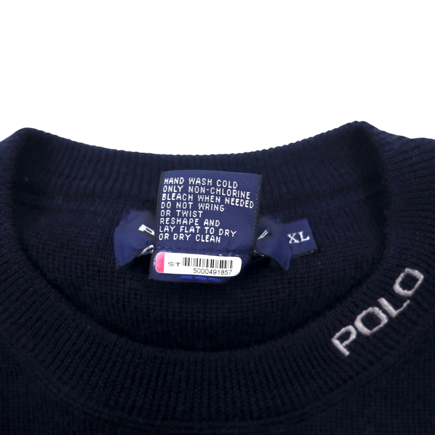 POLO GOLF RALPH LAUREN 90年代 クルーネック ニット セーター XL ネイビー ウール 刺繍