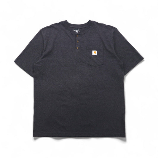 carhartt ルーズフィット LOOSE FIT ヘンリーネック ポケット Tシャツ XL グレー コットン
