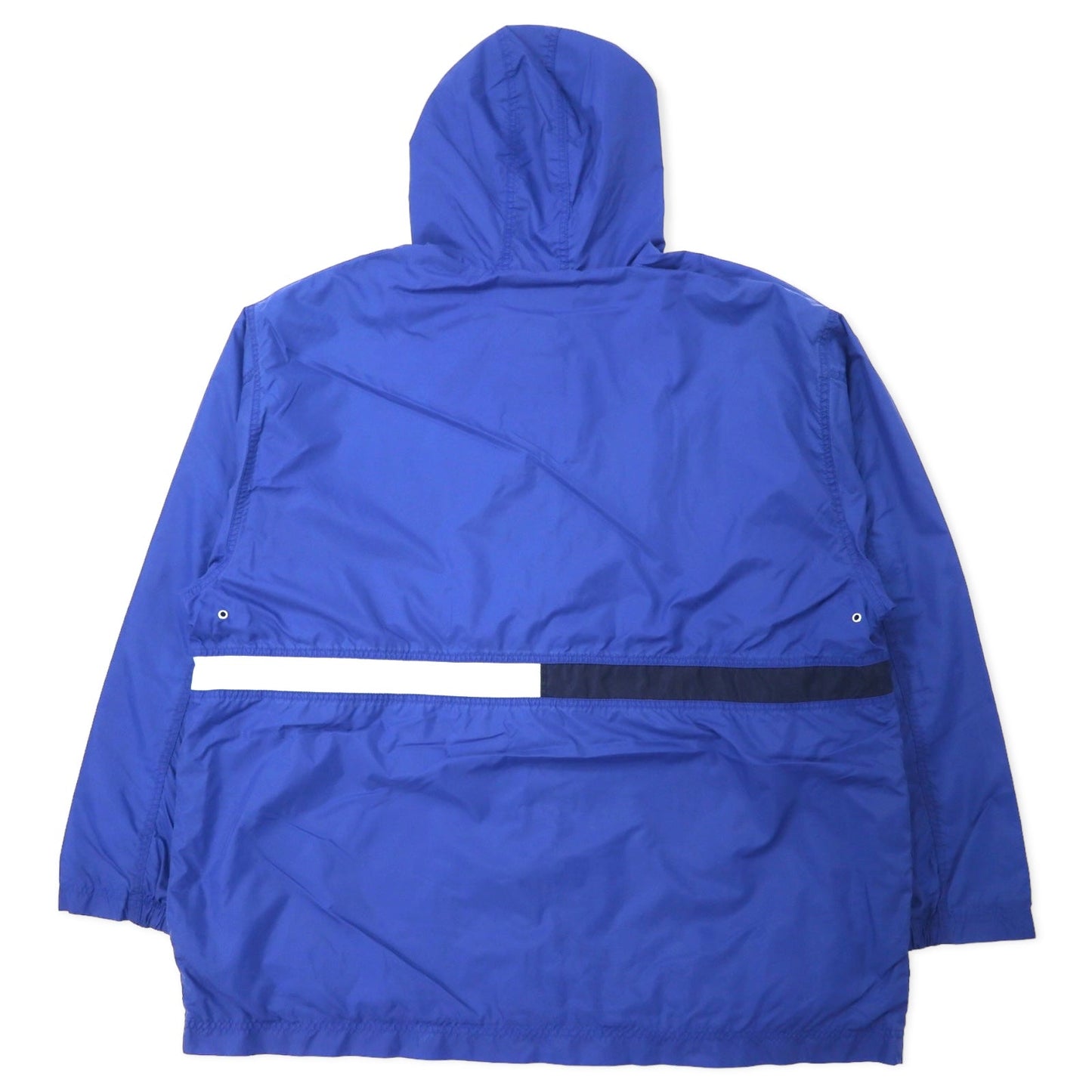 NIKE 90年代 ナイロンジャケット フーディー XXL ブルー スウォッシュロゴ刺繍 銀タグ ビッグサイズ