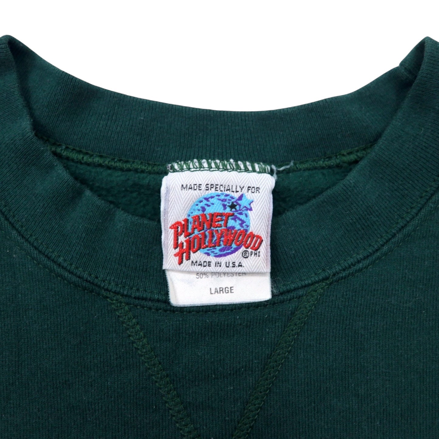 PLANET HOLLYWOOD 90年代 USA製 スウェット L グリーン コットン ロゴ 刺繍 LAS VEGAS
