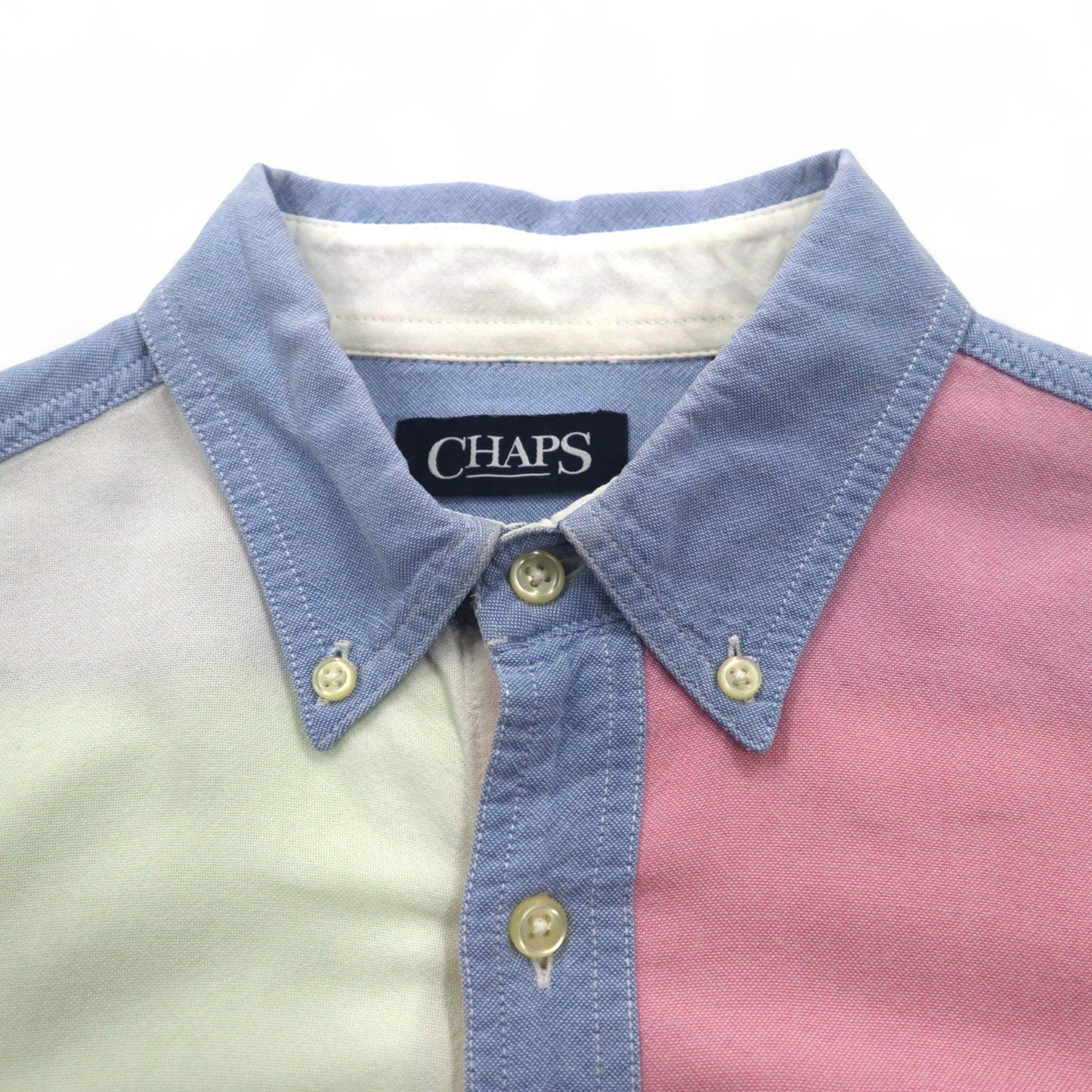 CHAPS カラーブロック ボタンダウンシャツ M マルチカラー パステルカラー クレイジーパターン