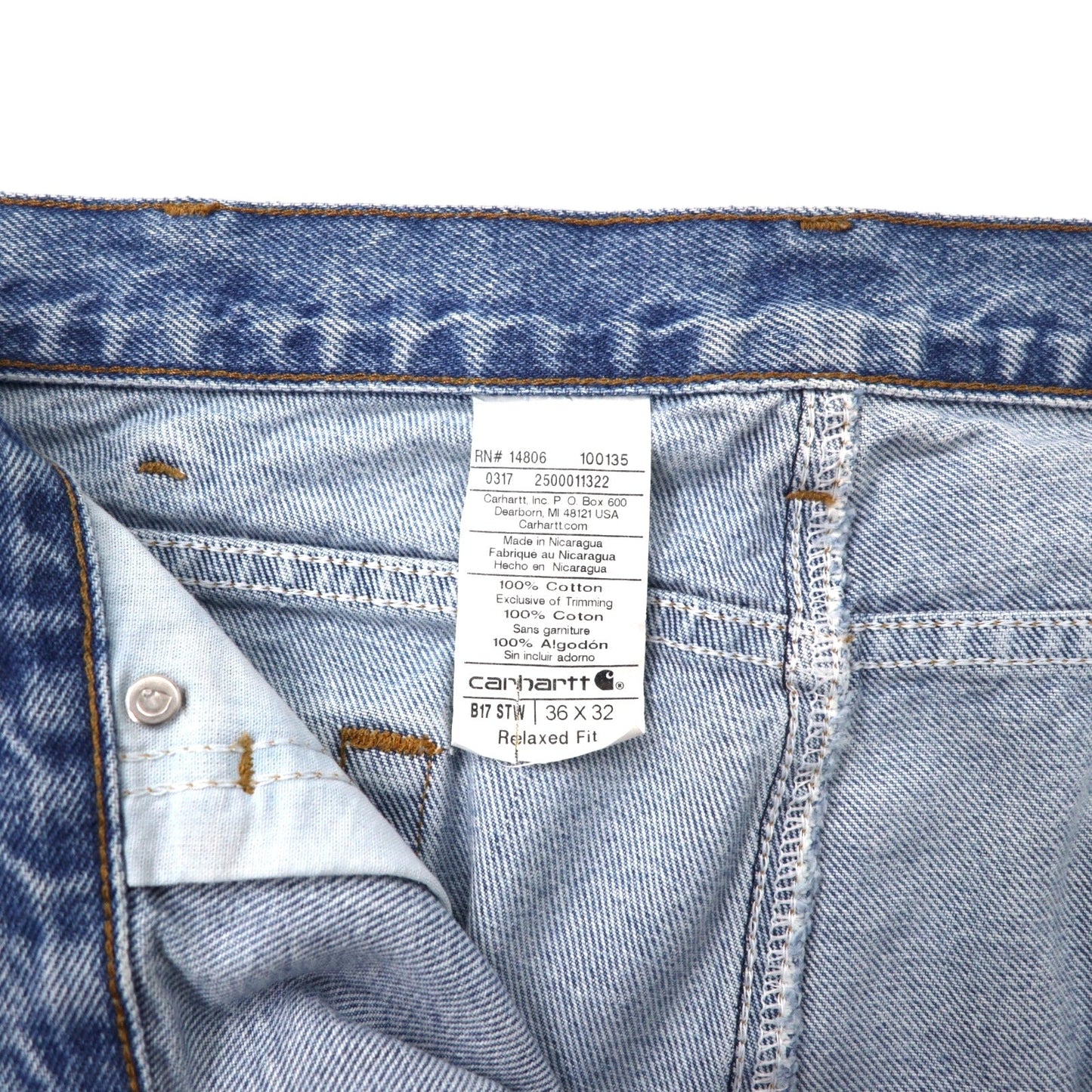 Carhartt リラックスフィット テーパード デニムパンツ 36 ブルー コットン RELAXED-FIT TAPERED JEAN デニムパンツ B17 ニカラグア製
