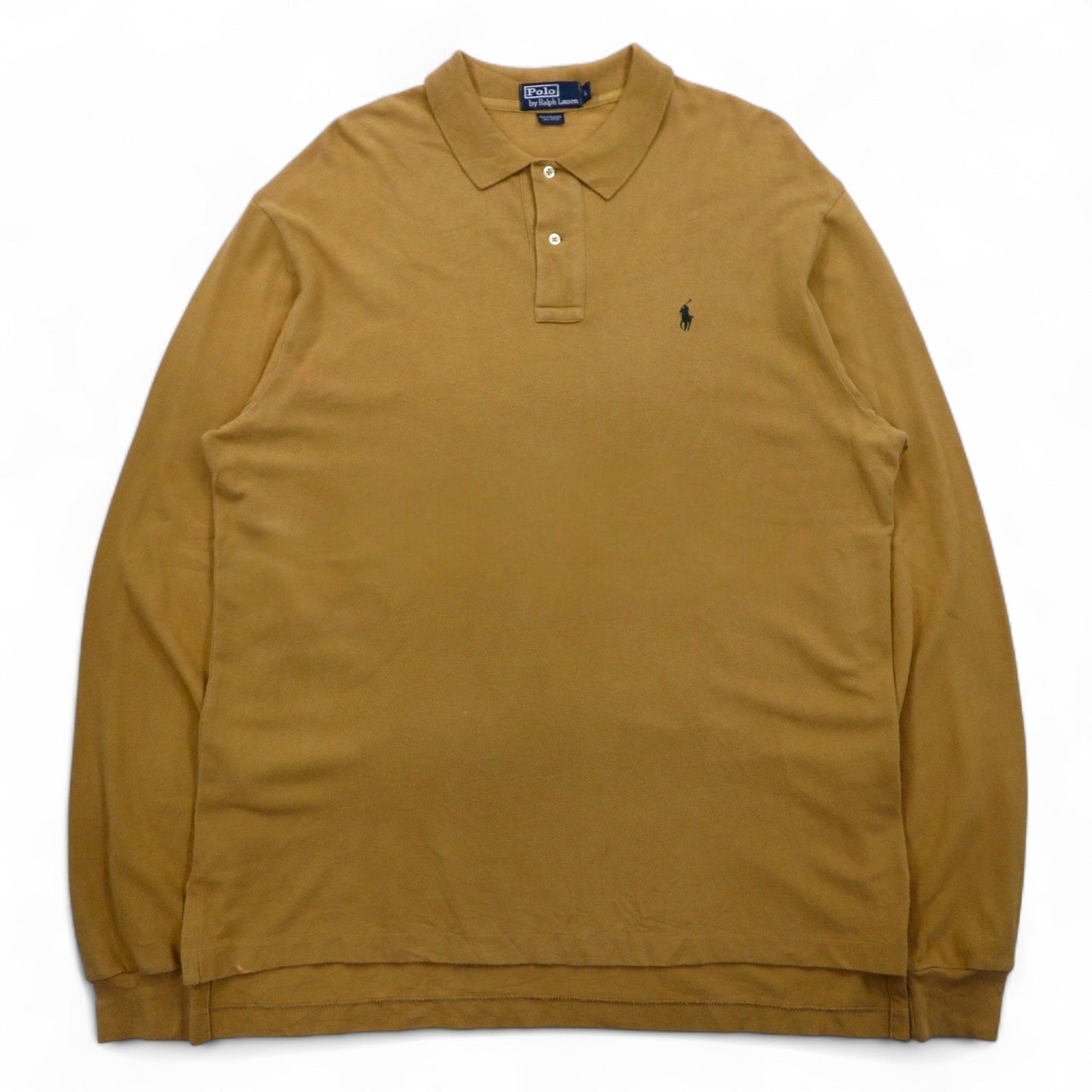 Polo by Ralph Lauren 90年代 ロングスリーブ ポロシャツ L ベージュ 鹿の子 スモールポニー刺繍