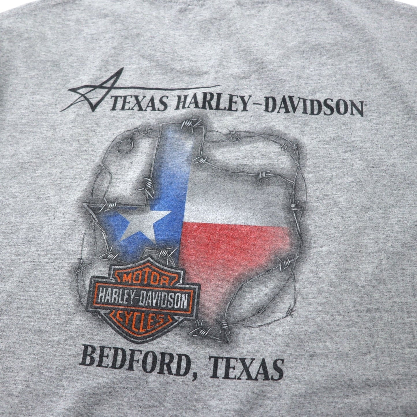 HARLEY DAVIDSON ロゴプリント Tシャツ XL グレー コットン 両面プリント BEDFORD, TEXAS