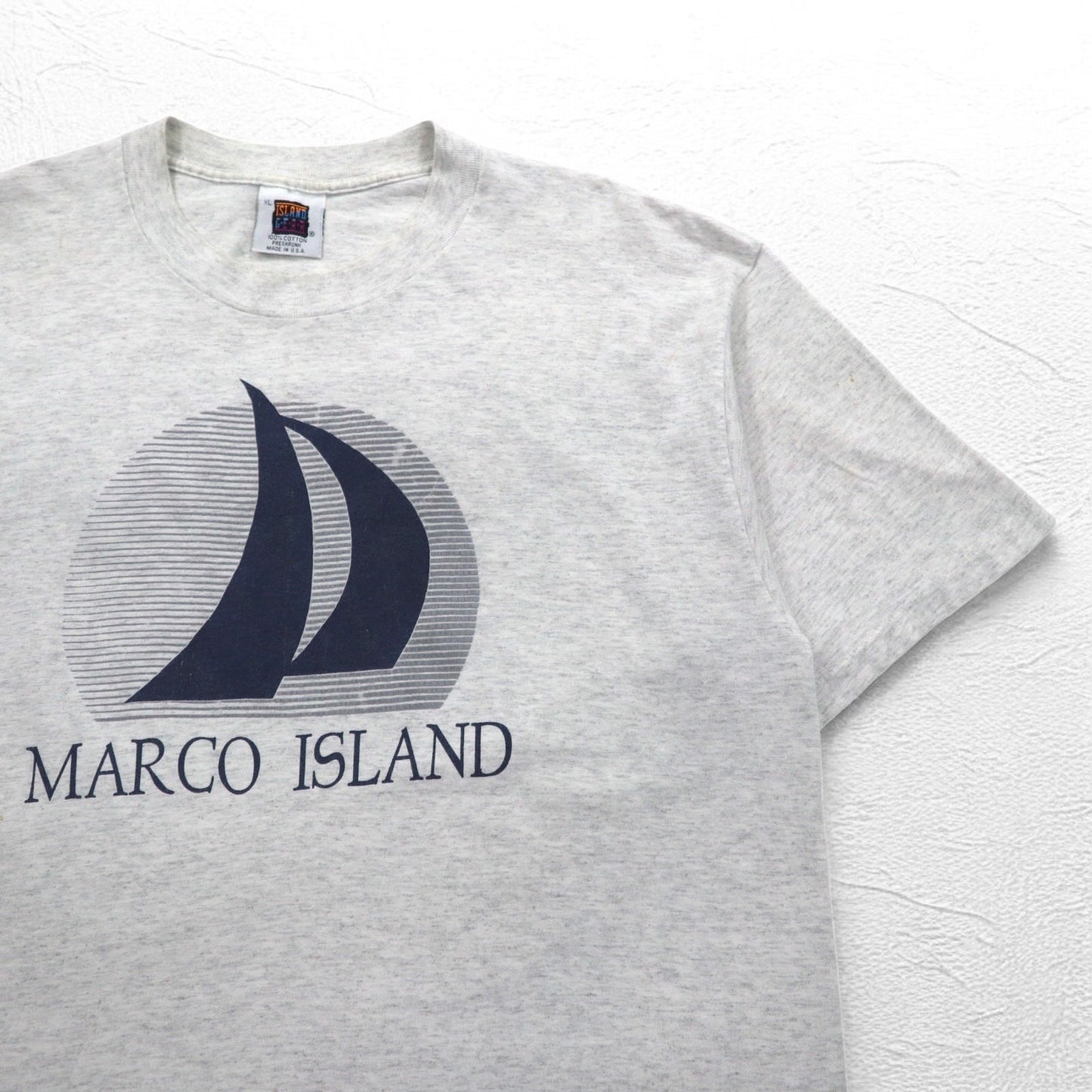 ISLAND GEAR 90年代 USA製 シングルステッチ プリント Tシャツ XL グレー コットン MARCO ISLAND