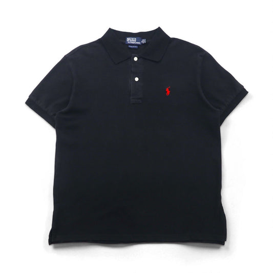 Polo by Ralph Lauren 90年代 ポロシャツ XL ブラック コットン 鹿の子 スモールポニー刺繍