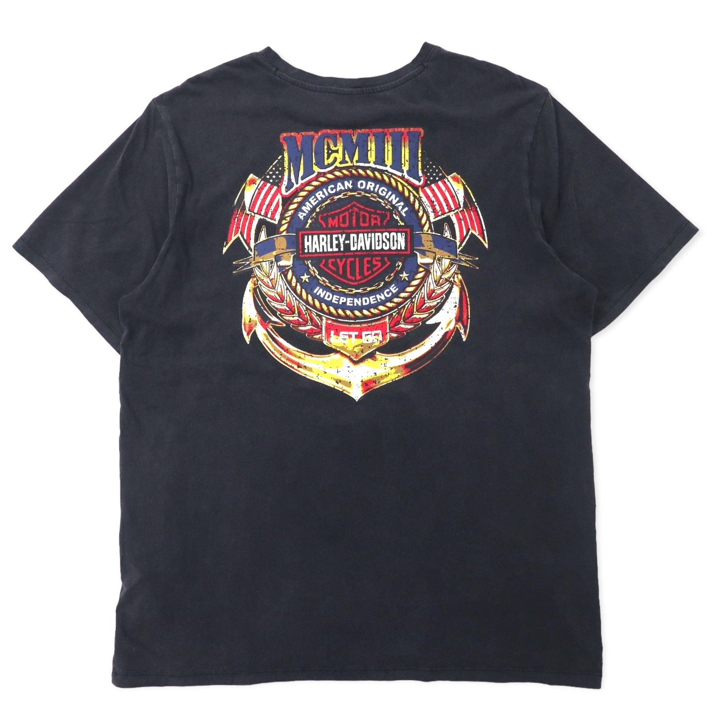 HARLEY DAVIDSON ロゴプリント Tシャツ XL ブラック コットン 両面プリント