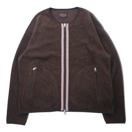 PENDLETON クルーネック ジップ カーディガン フリースジャケット M ブラウン ポリエステル チロリアン Crew Neck Zip Cardigan 0475-1006