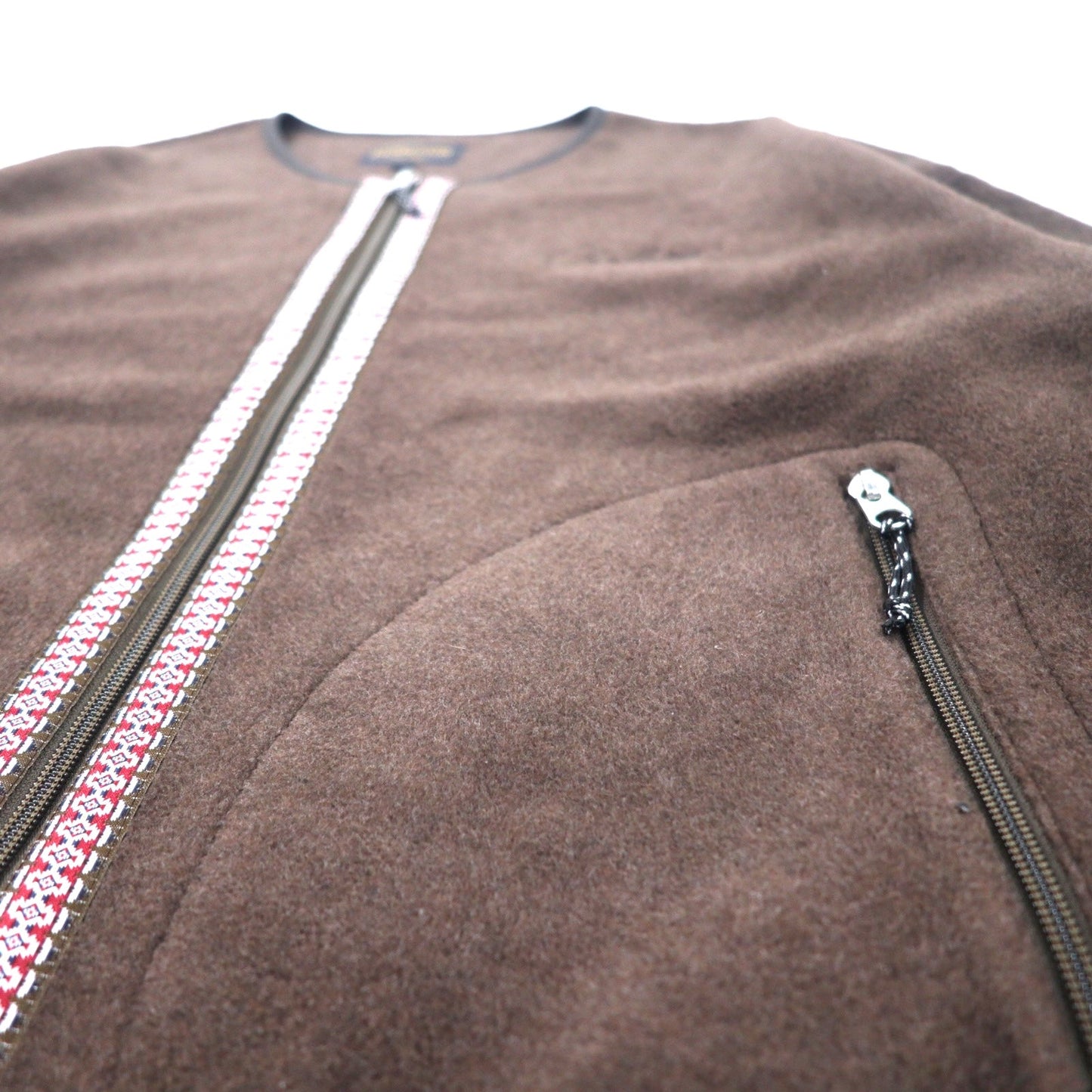 PENDLETON クルーネック ジップ カーディガン フリースジャケット M ブラウン ポリエステル チロリアン Crew Neck Zip Cardigan 0475-1006