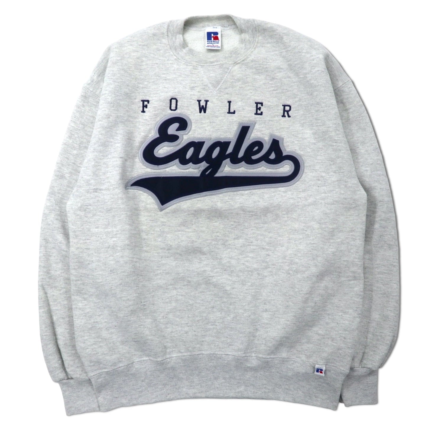 RUSSELL ATHLETIC USA製 90年代 カレッジ刺繍 スウェット L グレー コットン 裏起毛 フットボール FOWLER EAGLES