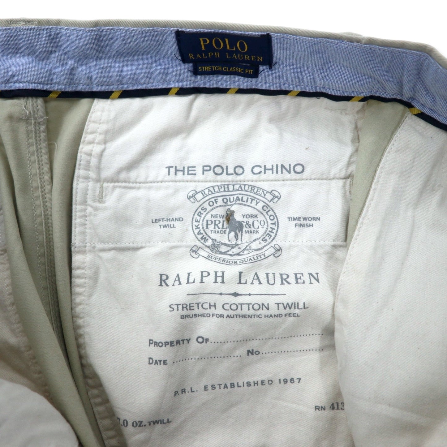 POLO RALPH LAUREN ストレッチ クラシック フィット ショート チノパンツ 33 ベージュ コットン THE POLO CHINO