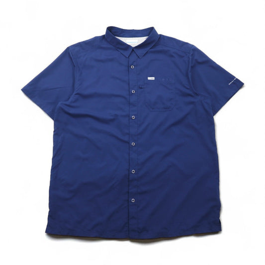 Columbia PFG オムニシェード OMNI-SHADE スラックタイドキャンプシャツ フィッシングシャツ XL ネイビー ポリエステル FM7042