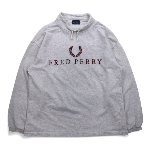 FRED PERRY 90年代 ドローコード ハイネック スウェット L グレー ボトルネック 日本製