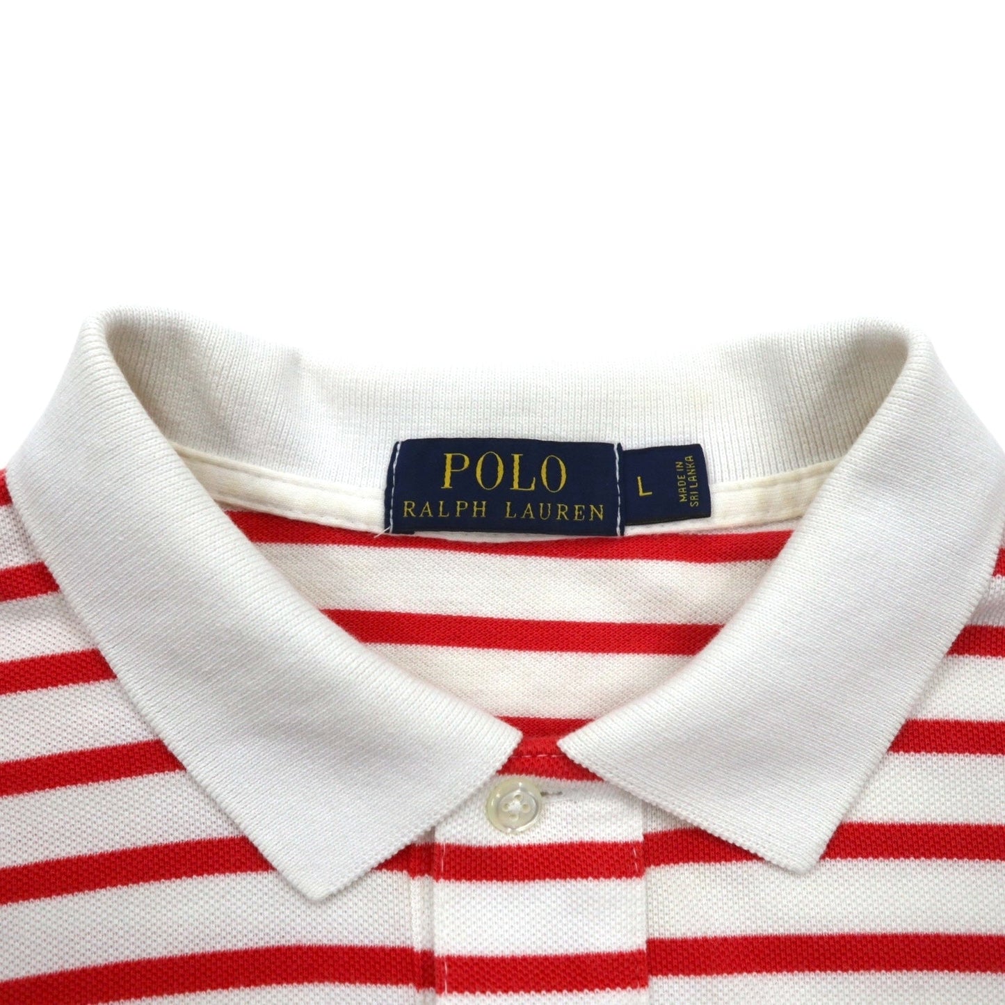 POLO RALPH LAUREN ボーダー ポロシャツ L ホワイト オレンジ コットン スモールポニー刺繍
