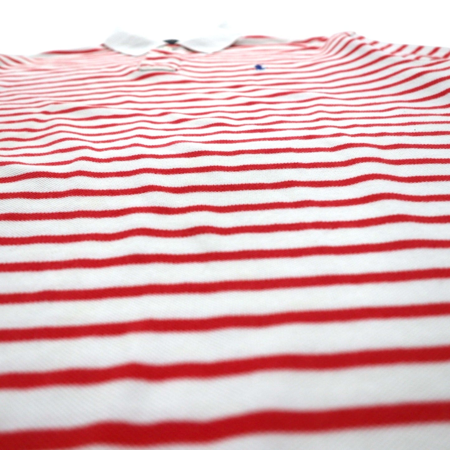 POLO RALPH LAUREN ボーダー ポロシャツ L ホワイト オレンジ コットン スモールポニー刺繍