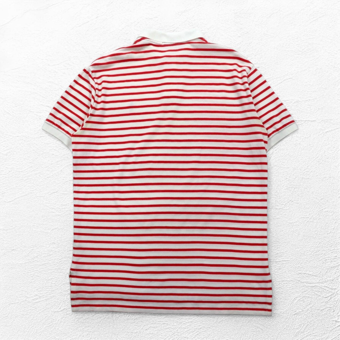 POLO RALPH LAUREN ボーダー ポロシャツ L ホワイト オレンジ コットン スモールポニー刺繍