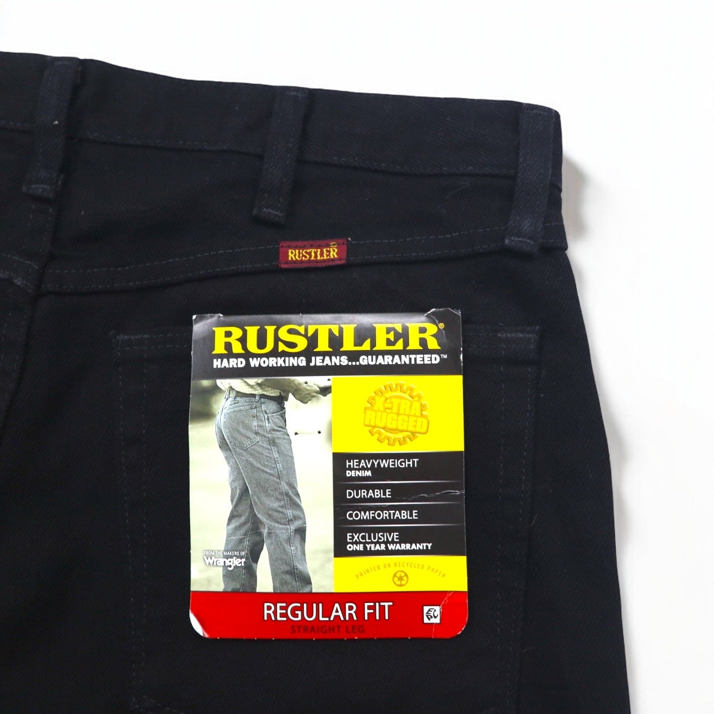 RUSTLER ( Wrangler ) ストレートジーンズ デニムパンツ M ブラック レギュラーフィット 87619CB メキシコ製 未使用品