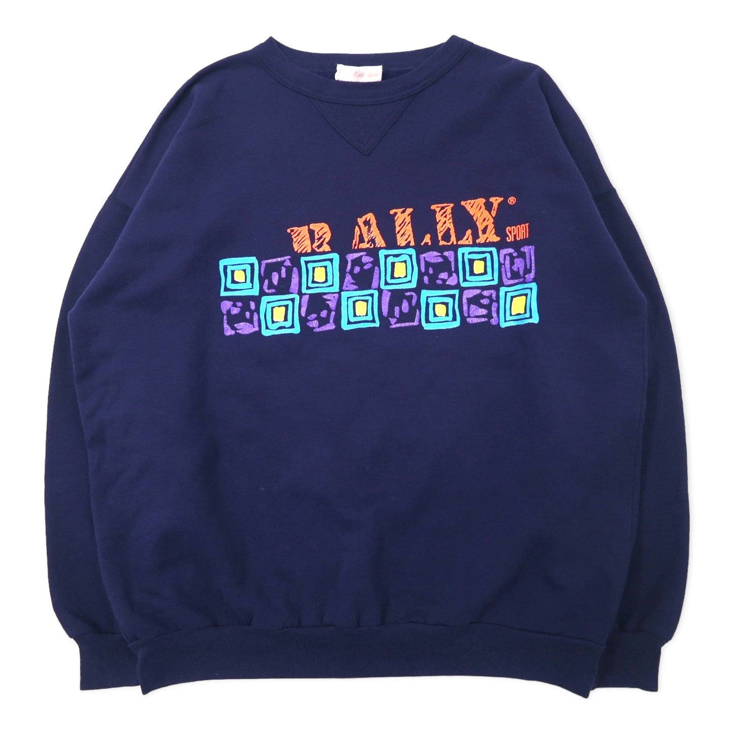 RALLY SPORT ロゴプリント スウェット M ネイビー コットン 両面プリント