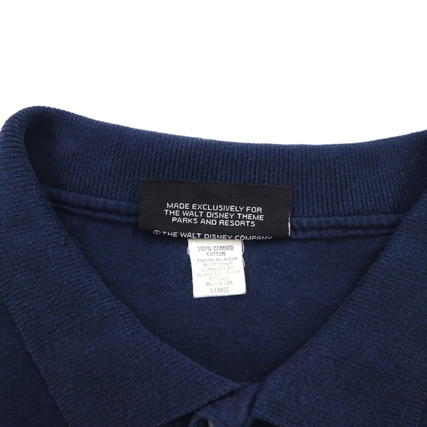 Disney originals 90年代 USA製 ミッキーマウス ワンポイント刺繍 ポロシャツ XL ネイビー コットン