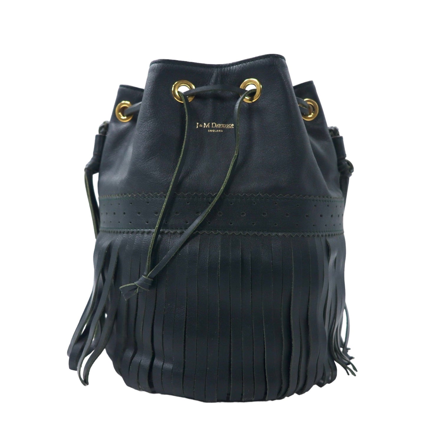J&M DAVIDSON フリンジ カーニバル ショルダーバッグ 巾着 グリーン レザー CARNIVAL