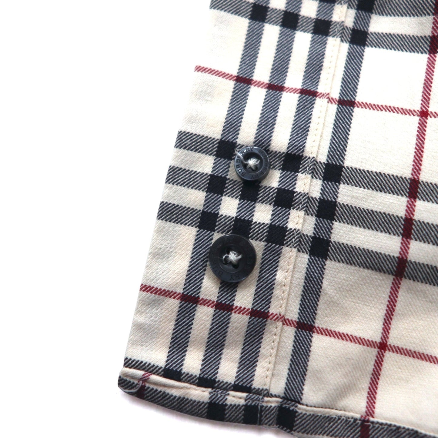 BURBERRY ノバチェック ドレスシャツ L ホワイト コットン ワンポイントロゴ刺繍