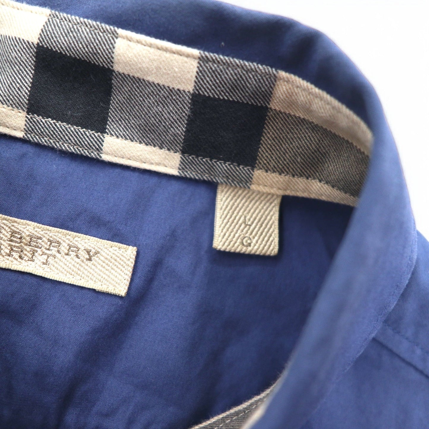 BURBERRY BRIT ドレスシャツ L ブルー ワンポイントロゴ刺繍 HKCHESHU35KOW