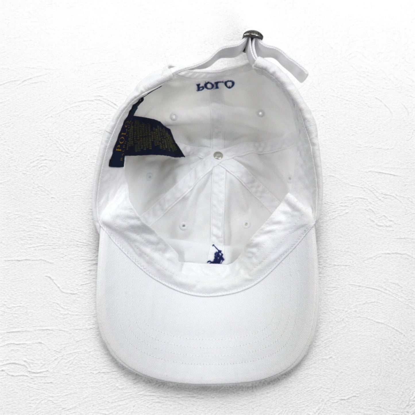 POLO RALPH LAUREN 6パネルキャップ FREE ベルト ホワイト コットン スモールポニー刺繍