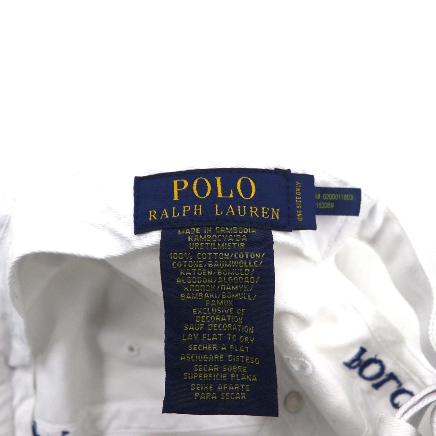 POLO RALPH LAUREN 6パネルキャップ FREE ベルト ホワイト コットン スモールポニー刺繍