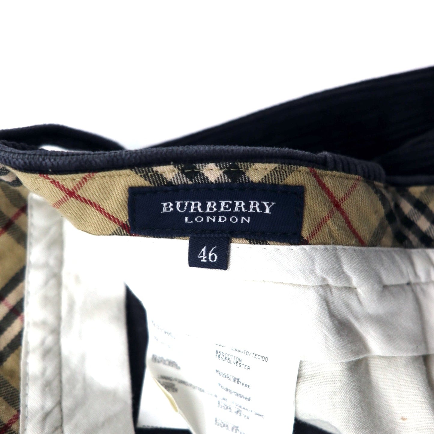 BURBERRY ワイドシルエット タック コーデュロイパンツ 46 ネイビー コットン スペイン製