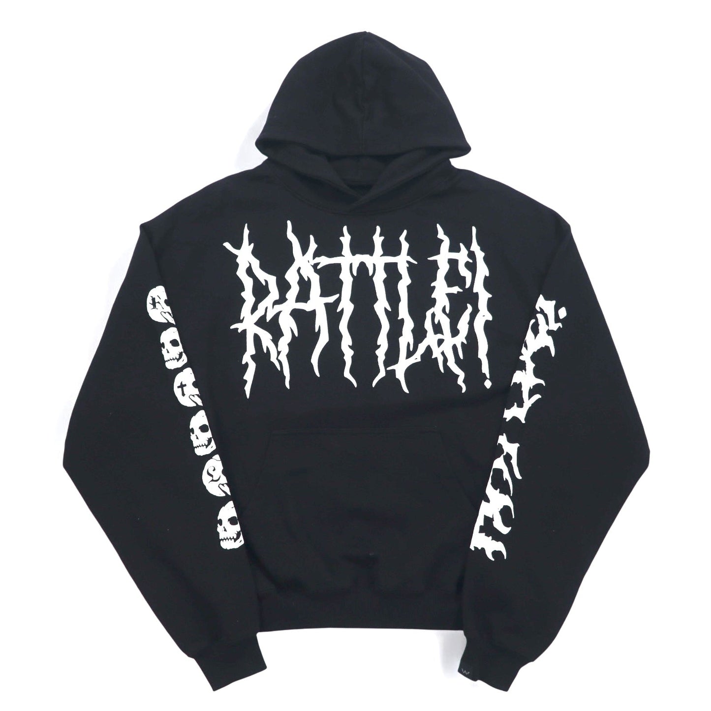 Elevation Worship RATTLE プルオーバーパーカー XXL ブラック 両面 スリーブ プリント スカル OPEN THE GRAVE  ポルトガル製