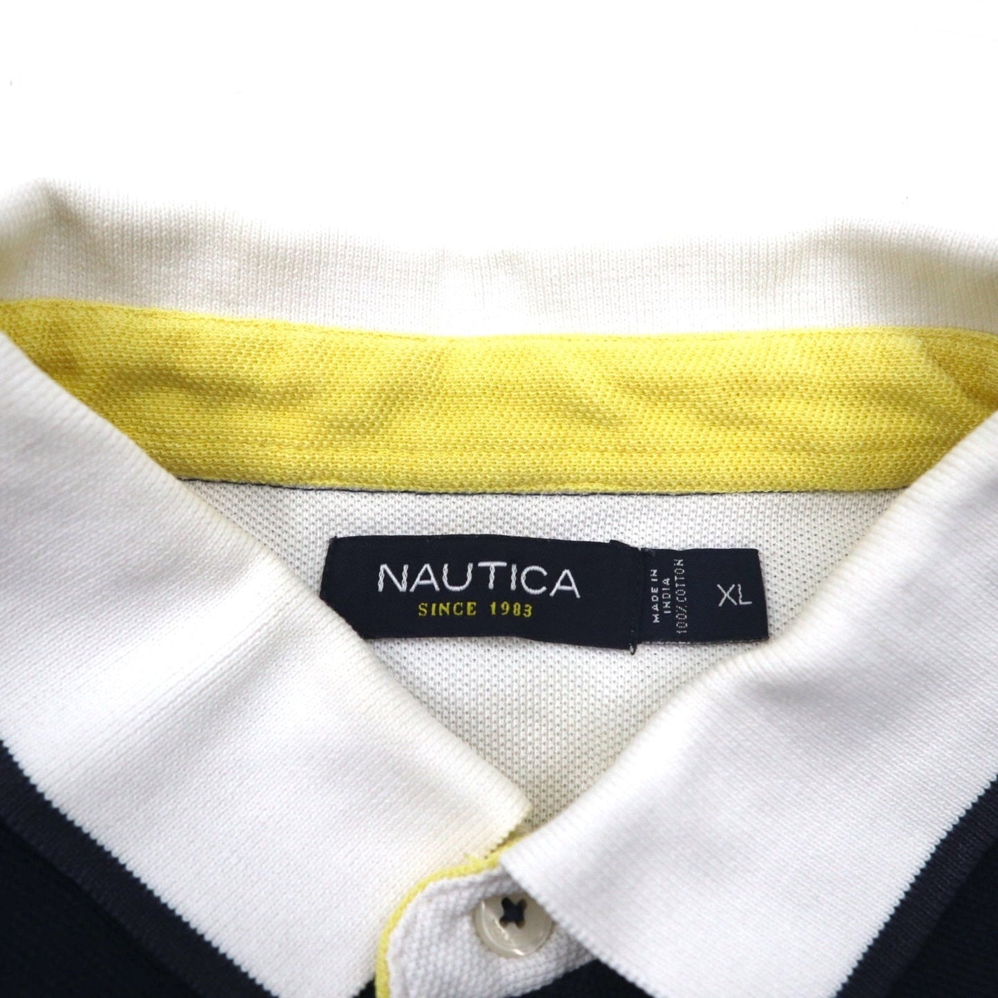 NAUTICA ポロシャツ XL ネイビー ブルー ホワイト コットン 鹿の子 ワンポイントロゴ刺繍