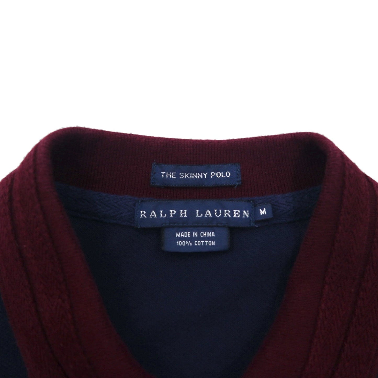 RALPH LAUREN 90年代 THE SKINNY POLO ラインデザイン ポロシャツ M ネイビー エンブレム ポニー 刺繍