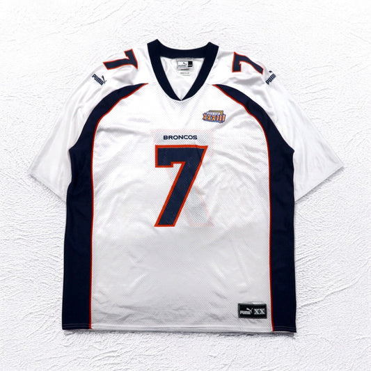 PUMA 90年代 USA製 NFL メッシュ ゲームシャツ Tシャツ 2XL ホワイト BRONCOS ナンバリング