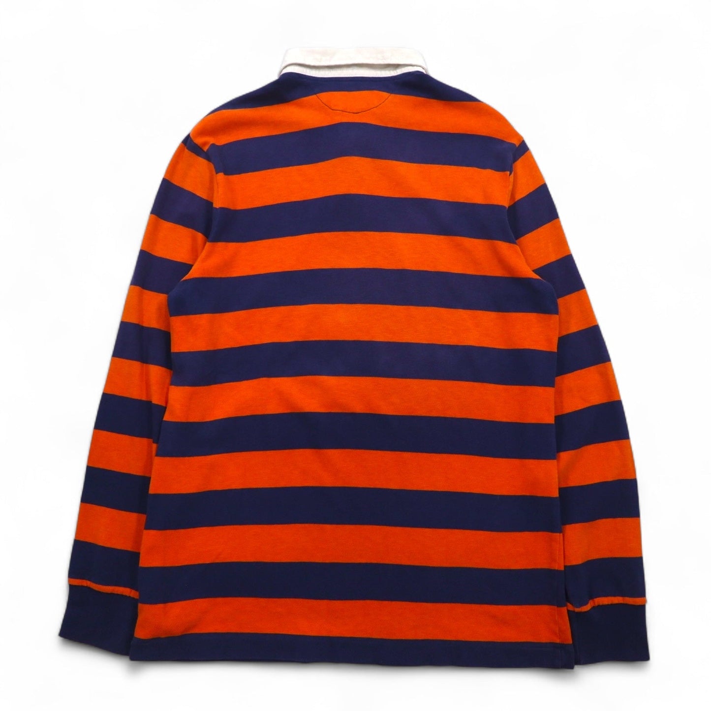 Polo by Ralph Lauren 90年代 ボーダー ラガーシャツ L オレンジ ネイビー CUSTOM FIT スモールポニー刺繍
