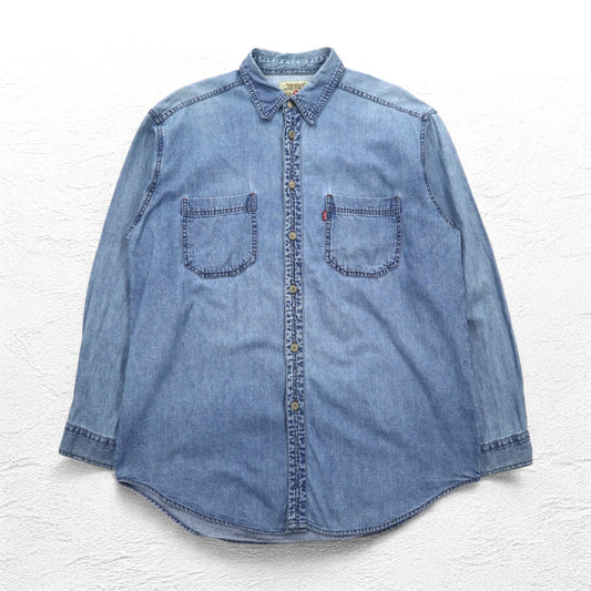 Levi's RED TAB 90年代 デニムシャツ L インディゴ ブルー メタルボタン ビッグサイズ
