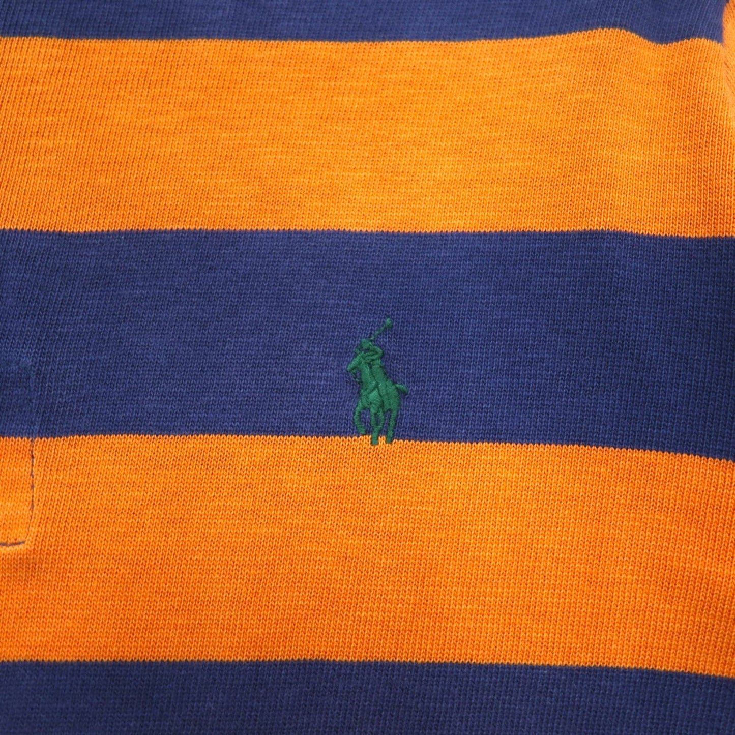Polo by Ralph Lauren 90年代 ボーダー ラガーシャツ L オレンジ ネイビー CUSTOM FIT スモールポニー刺繍