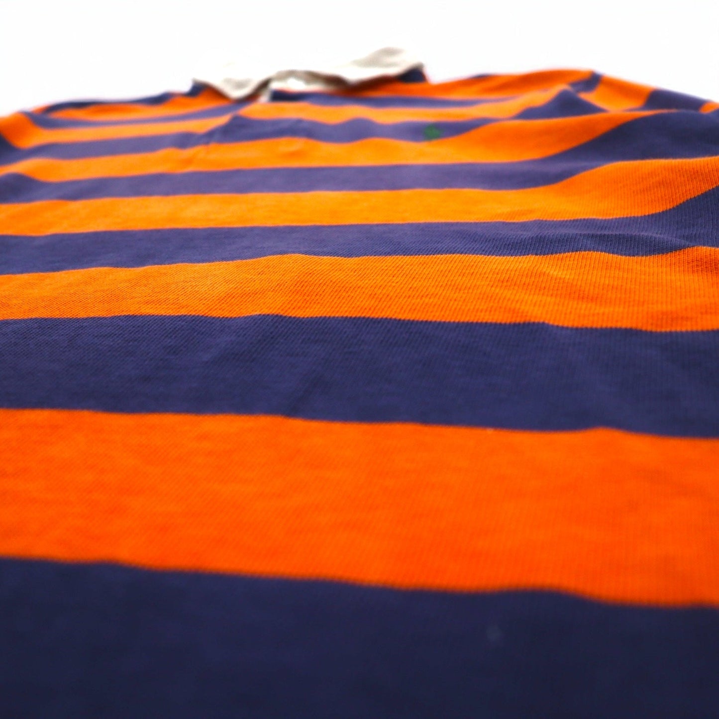 Polo by Ralph Lauren 90年代 ボーダー ラガーシャツ L オレンジ ネイビー CUSTOM FIT スモールポニー刺繍