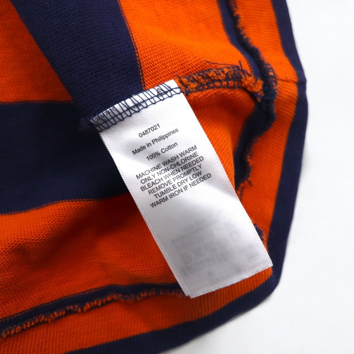 Polo by Ralph Lauren 90年代 ボーダー ラガーシャツ L オレンジ ネイビー CUSTOM FIT スモールポニー刺繍