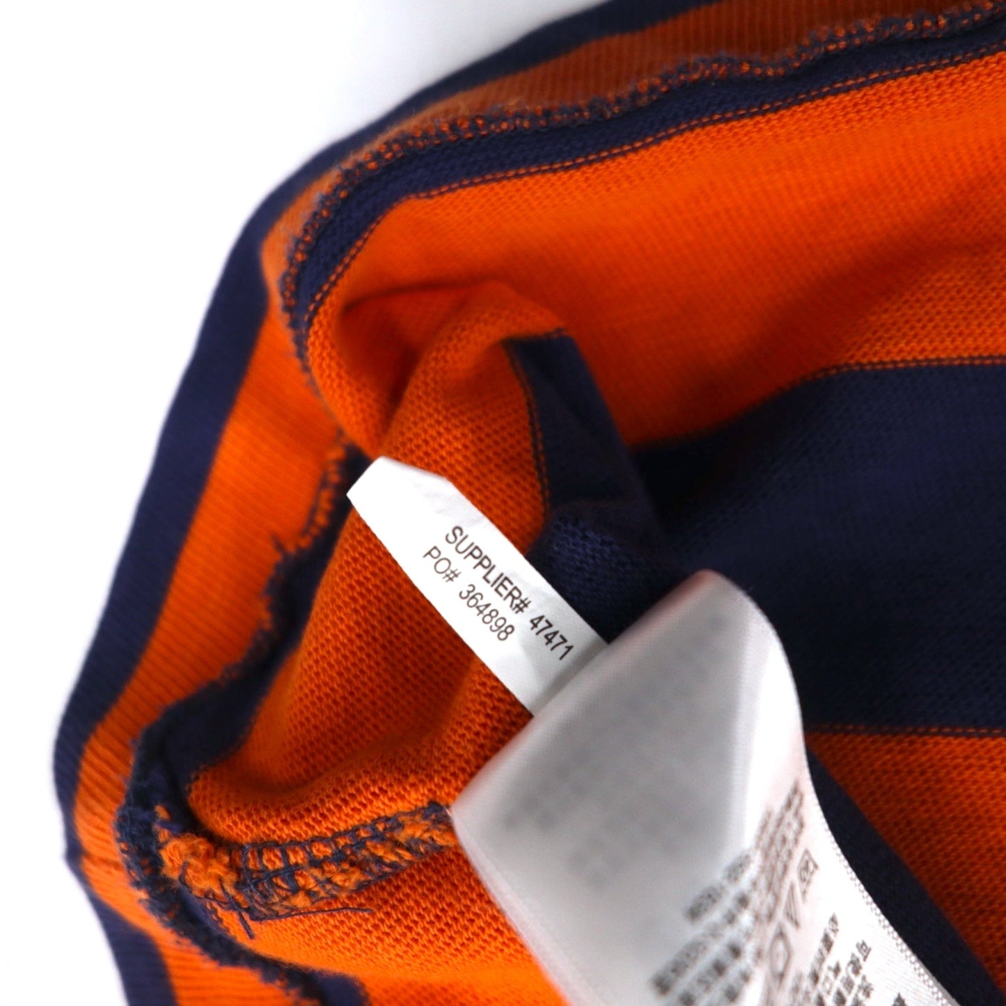 Polo by Ralph Lauren 90年代 ボーダー ラガーシャツ L オレンジ ネイビー CUSTOM FIT スモールポニー刺繍