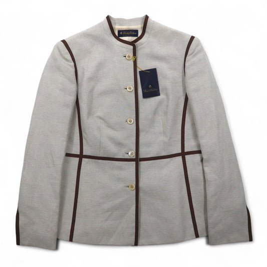 Brooks Brothers マオカラー チロリアンジャケット パイピングジャケット M ベージュ リネン混 未使用品
