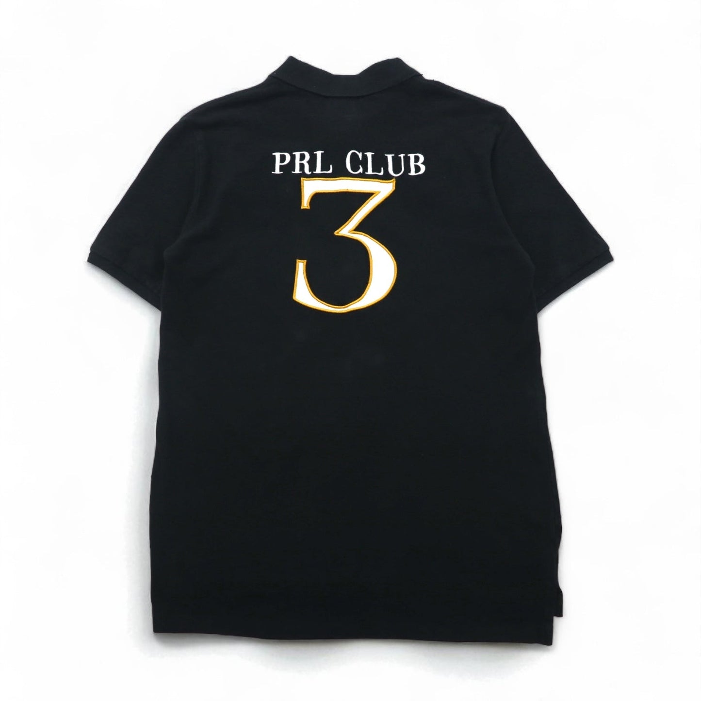 Polo by Ralph Lauren 90年代 PRL CLUB 刺繍 ポロシャツ M ブラック 鹿の子 ダブルポニー エンブレム