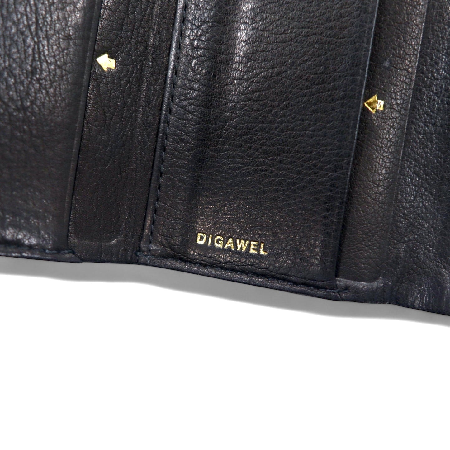 DIGAWEL 3つ折り財布 ミニウォレット ブラック レザー 箔押し THREE FOLD PURSE