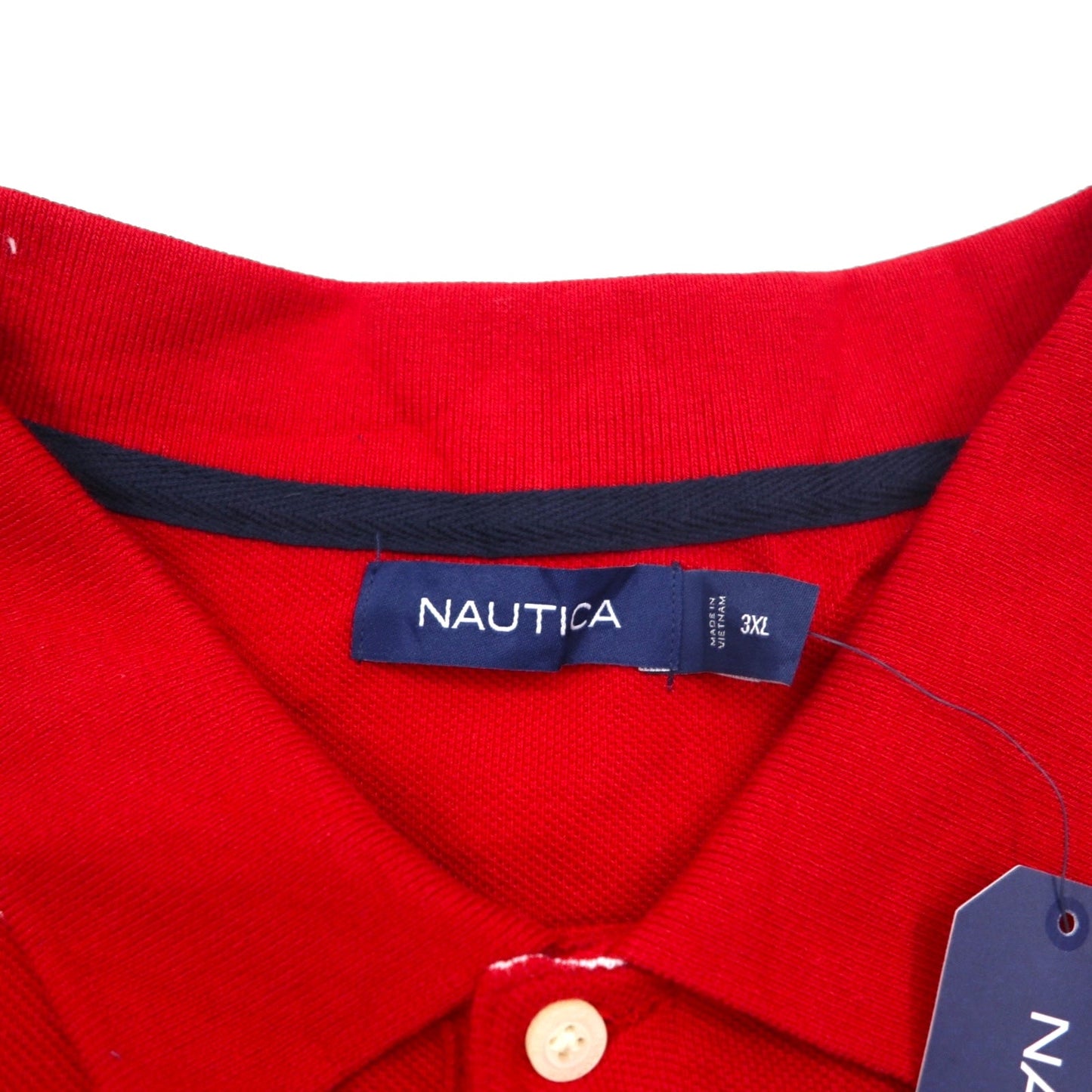 NAUTICA ビッグサイズ ボーダー ポロシャツ 3XL レッド コットン 鹿の子 ワンポイントロゴ刺繍 未使用品