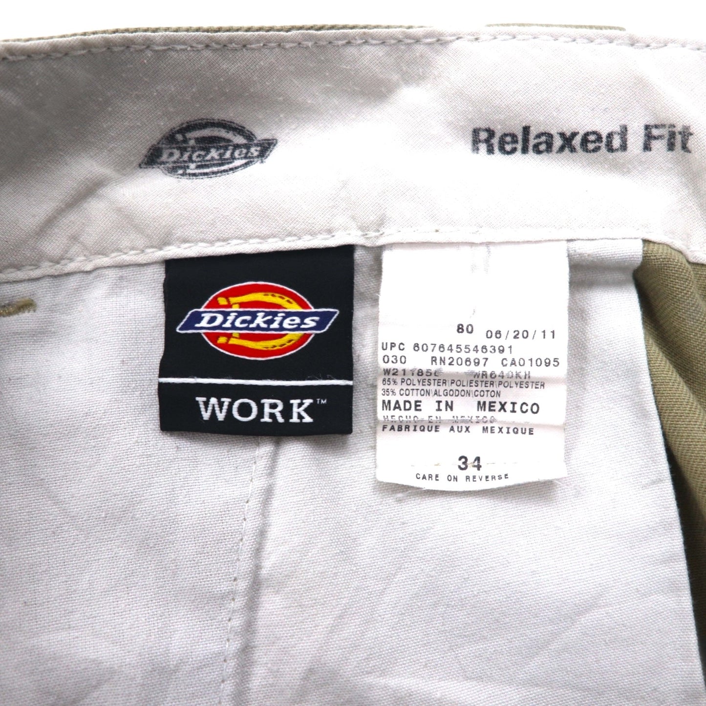 Dickies リラックスフィット RELAXED FIT T/Cツイル ショート ワークパンツ ハーフパンツ L ベージュ WR640 メキシコ製